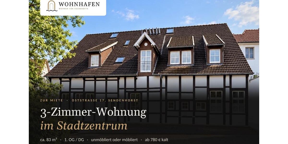 Dachgeschoßwohnung Sendenhorst - 3 Zimmer, 84 m&sup2;, 980&euro; | Angebot:27625755