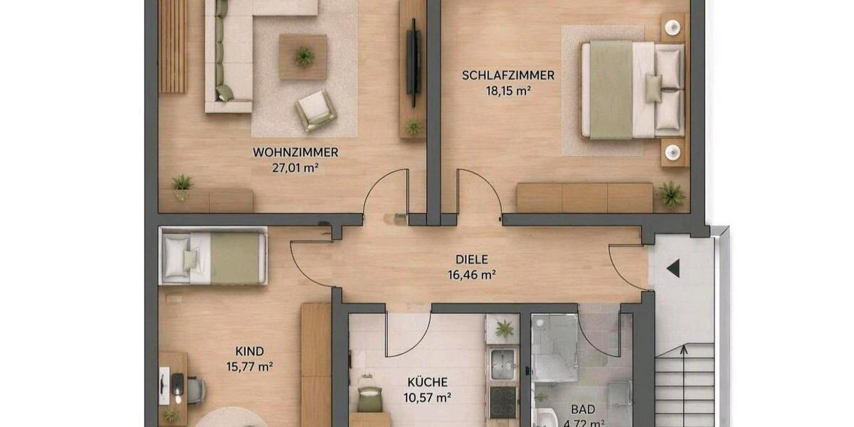 Etagenwohnung Bergkamen - 3 Zimmer, 90 m&sup2;, 920&euro; | Angebot:27627113