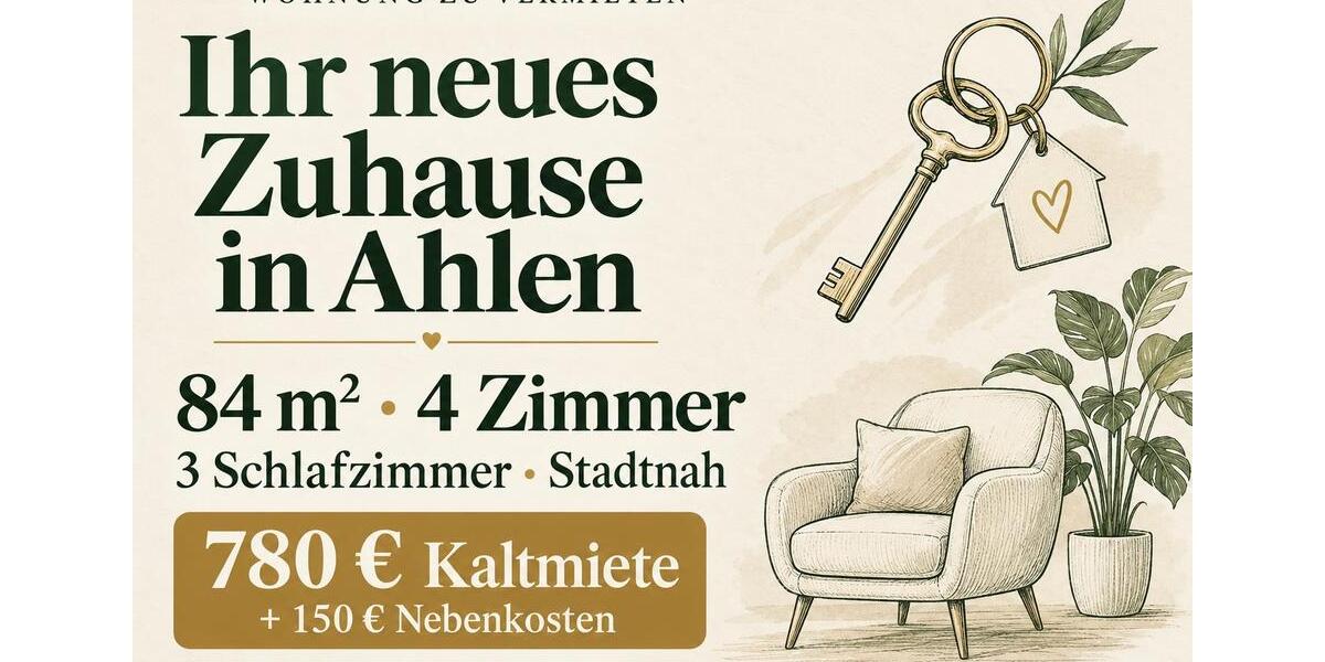 Etagenwohnung Ahlen - 4 Zimmer, 84 m&sup2;, 780&euro; | Angebot:27602809