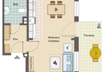 Wohnung Münster Berg Fidel - 1 Zimmer, 38 m&sup2;, 735&euro; | Angebot:27623760